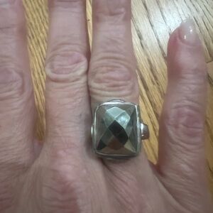 Vintage Designer Silpada Retired Pyrite Sterling Silver Ring - Size 8